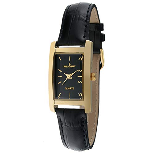 Peugeot Women's Gold Plated Rectangular Tank Case Watch