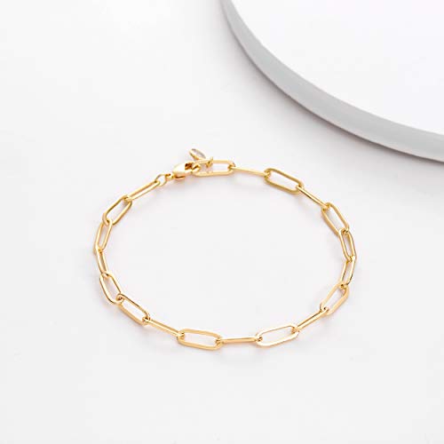 MEVECCO Gold Paperclip Chain Oval Link Bracelet