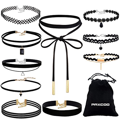 Pack of 10 Women's Velvet Choker Necklaces