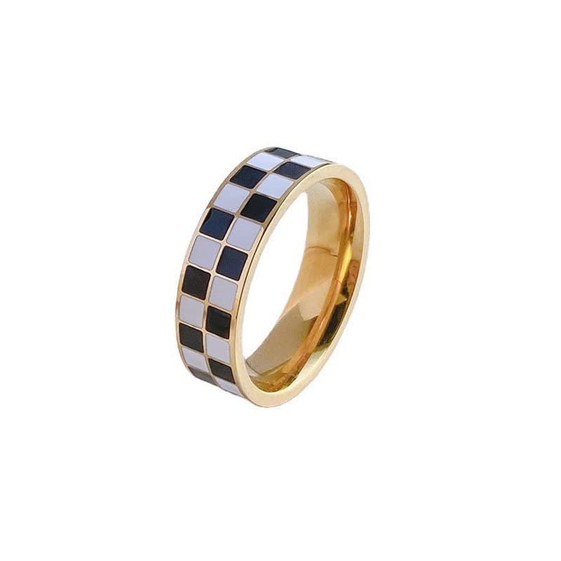 Black & White Checkerboard Statement Ring - Size 5-10