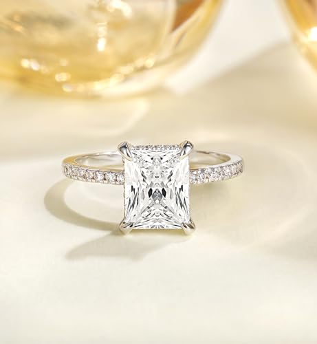 4CT Radiant Cut CZ Engagement Anniversary Ring, Size 8