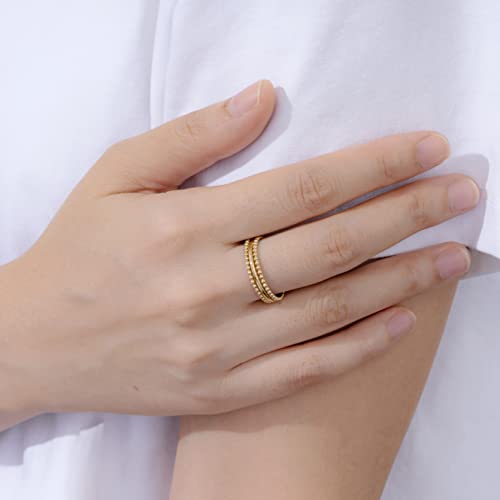 14K Gold Plated Silver Stacking Rings Set, Size 8