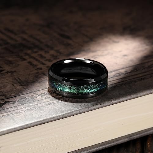 Men's Tungsten Carbide Wedding Band-Black Inlay 8mm