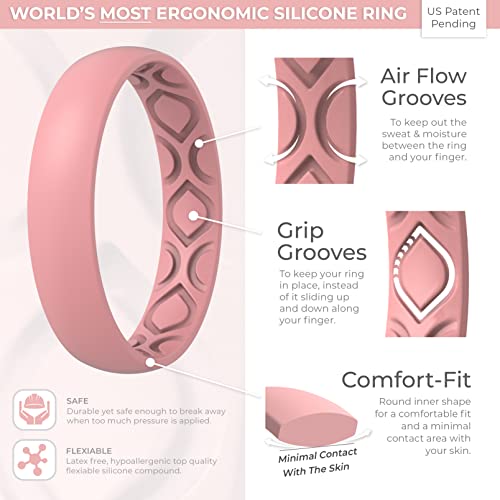 Breathable Silicone Wedding Bands Set for Women
