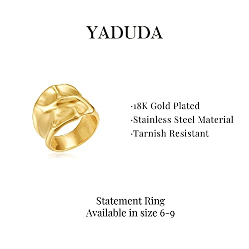 YADUDA Women's Vintage Gold Statement Rings, Thick Band