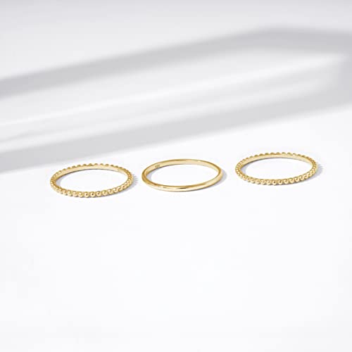 14K Gold Plated Silver Stacking Rings Set, Size 8