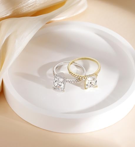 4CT Radiant Cut CZ Engagement Anniversary Ring, Size 8