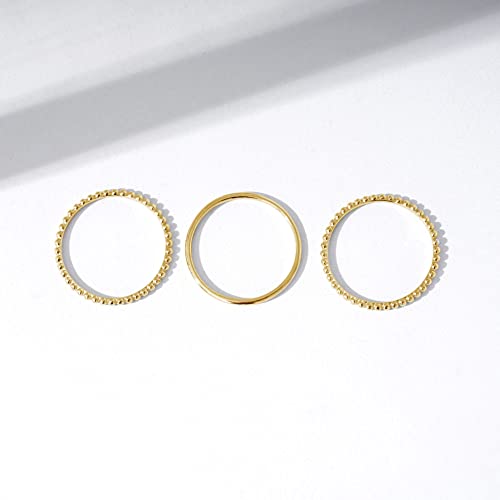 14K Gold Plated Silver Stacking Rings Set, Size 8