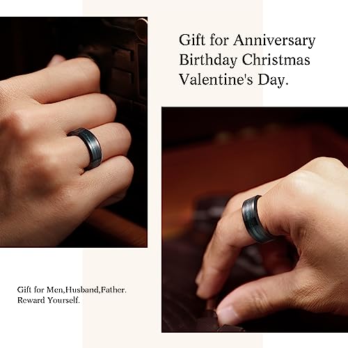 Men's Tungsten Carbide Wedding Band-Black Inlay 8mm