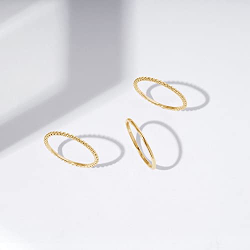 14K Gold Plated Silver Stacking Rings Set, Size 8