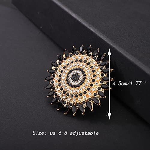 YERTTER Boho Gold Black Gemstone Statement Ring