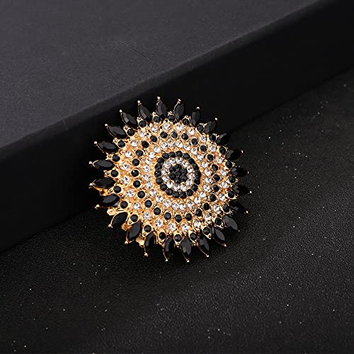 YERTTER Boho Gold Black Gemstone Statement Ring