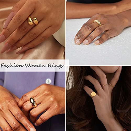 Gold Plated Chunky Rings Set for Women