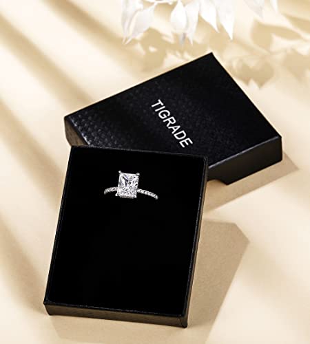 4CT Radiant Cut CZ Engagement Anniversary Ring, Size 8