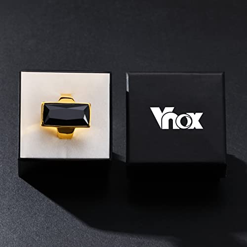 VNOX Gold Plated Rectangular Black Crystal Cocktail Ring