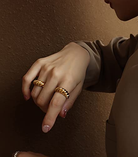 Gold Plated Chunky Rings Set for Women