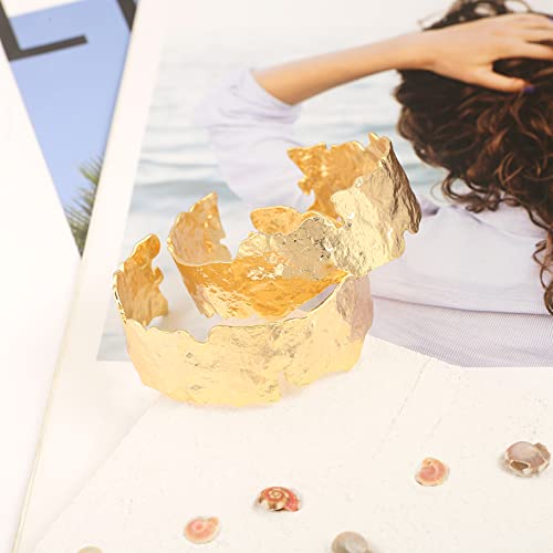 Boho 18K Gold Plated Wide Cuff Bracelet