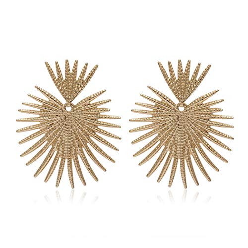 Gold Star Flower Geometric Dangle Earrings, Lightweight Studs