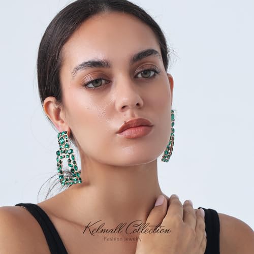 Crystal Geometric Dangle Earrings by KELMALL COLLECTION