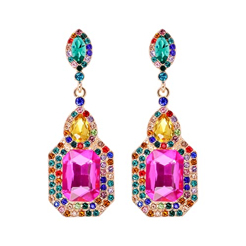 Vintage Crystal Cluster Dangle Earrings for Women