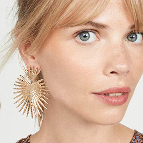 Gold Star Flower Geometric Dangle Earrings, Lightweight Studs