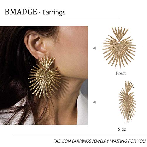 Gold Star Flower Geometric Dangle Earrings, Lightweight Studs