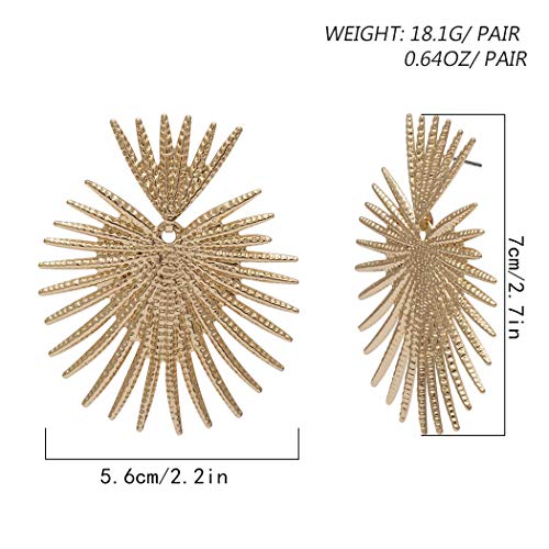Gold Star Flower Geometric Dangle Earrings, Lightweight Studs