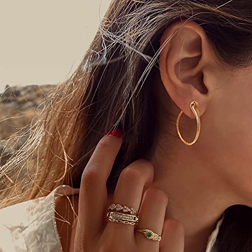 Gold Snake Huggie Hoop Earrings for Women