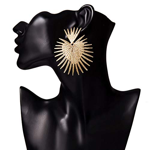 Gold Star Flower Geometric Dangle Earrings, Lightweight Studs