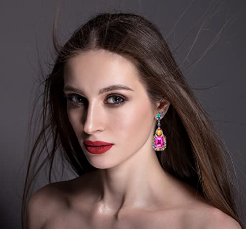 Vintage Crystal Cluster Dangle Earrings for Women