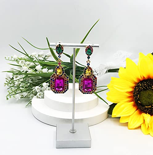 Vintage Crystal Cluster Dangle Earrings for Women