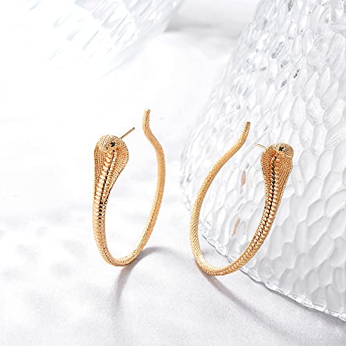 Gold Snake Huggie Hoop Earrings for Women