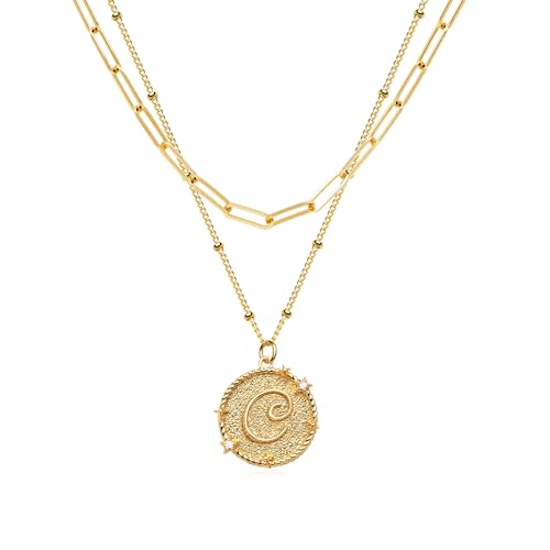 Gold Plated Layered Initial Necklace - A to Z