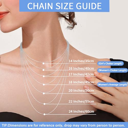 925 Sterling Silver Chain Necklace for Women - 14 Inch