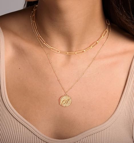 Gold Plated Layered Initial Necklace - A to Z
