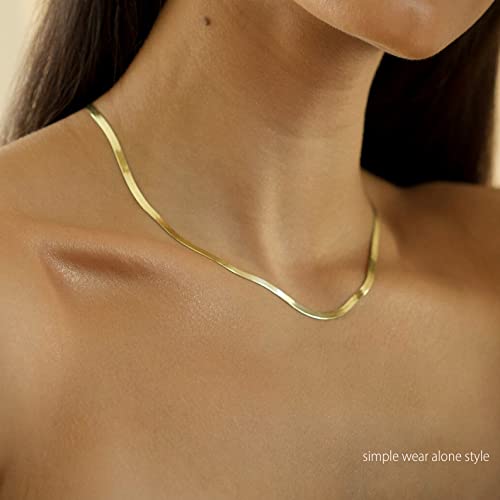 Freekiss Herringbone Gold Necklace: Layered Chunky Chain