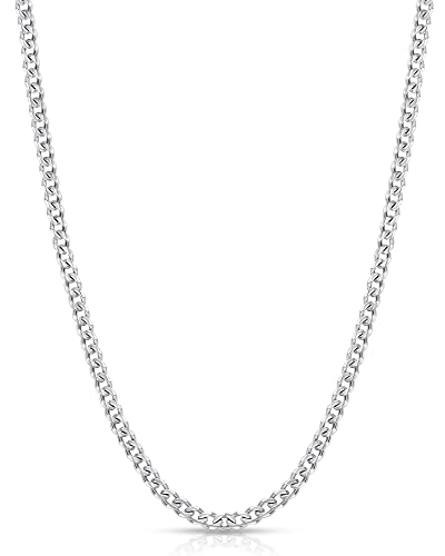 Fiusem 3.5mm Silver Plated Cuban Link Necklace