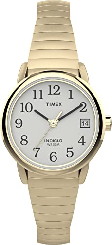 Gold-Tone Easy Reader Watch with White Dial