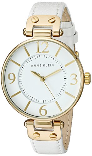 Anne Klein Gold-Tone White Leather Women's Watch