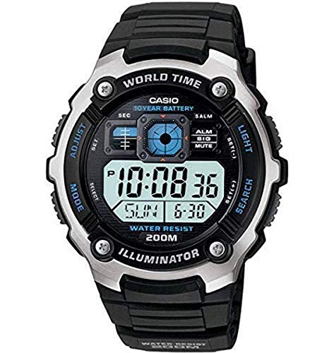 Men's Casio Silver-Tone Black Multi-Functional Sport Watch