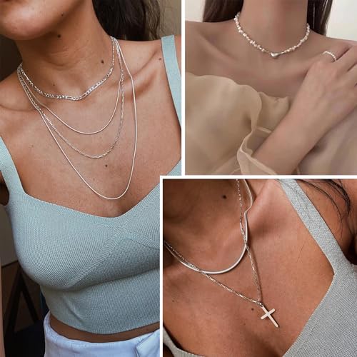 Silver Jewelry Set: Earrings, Bracelets, Rings, Necklaces - 43 PCS