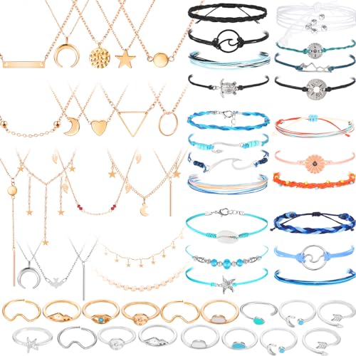 Surfer Wave Bracelet & Layered Choker Necklace Set