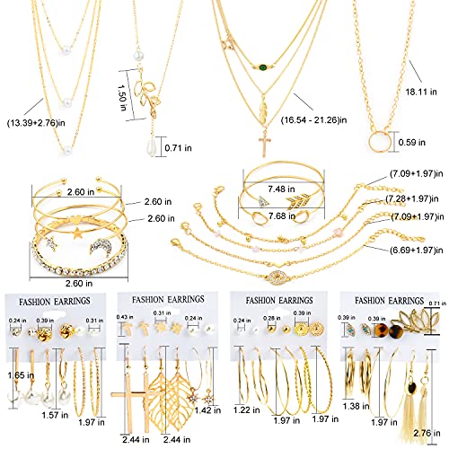 38-Piece Gold Jewelry Set for Women and Girls