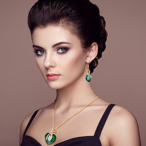 Peacock Jewelry Set: Crystal Necklace & Earrings