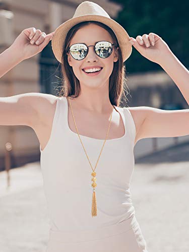 12pc Y Tassel Leaf Circle Bar Necklace Set for Women