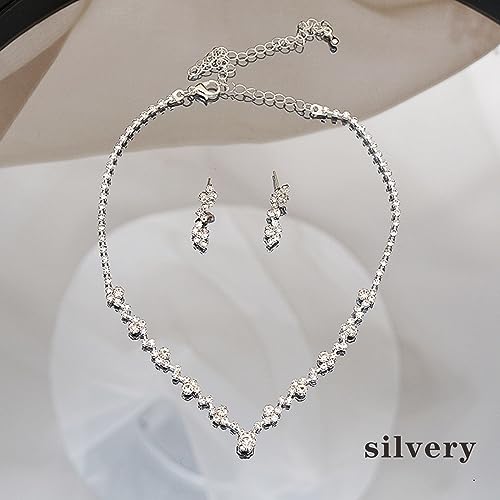 Tatibana Silver Crystal Wedding Jewelry Set