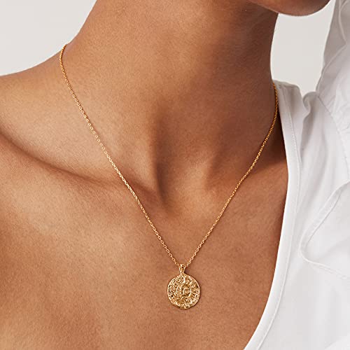 Engraved Coin Pendant Necklace - 14K Yellow Gold