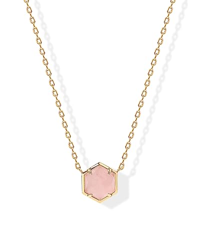 PAVOI Rose Quartz Pendant Necklace | Dainty Gold Chain