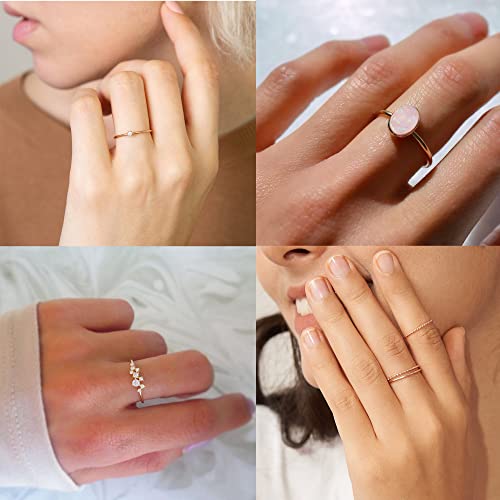 Gold Plated Stacking Ring Set Heart CZ Size 8