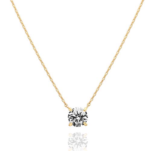 PAVOI Crystal Solitaire 14K Gold Choker Necklace
